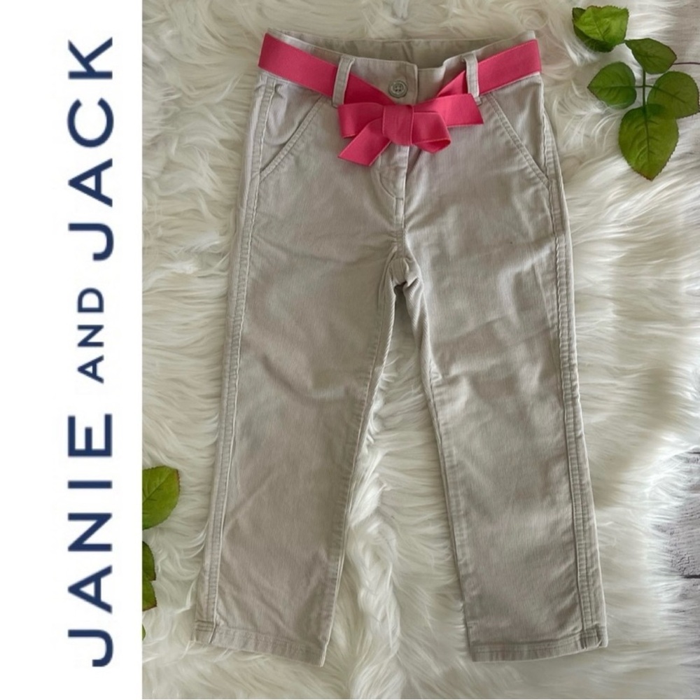 Janie and Jack Toddler Girls Straight Leg Beige Corduroy Pants, Size 3